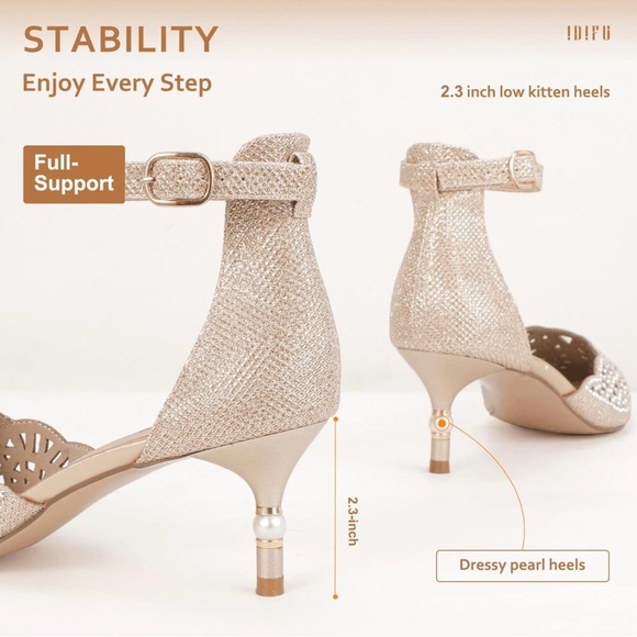 IDIFU Women's IN2 Candice Wedding Rhinestones Sequins Low Kitten Heels - Picture 2 of 7